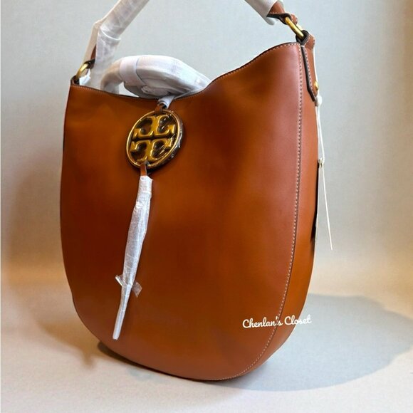 Tory Burch Metal Miller Slouchy Hobo With Long Strap Brown With Gold Hardware - Picture 7 of 16